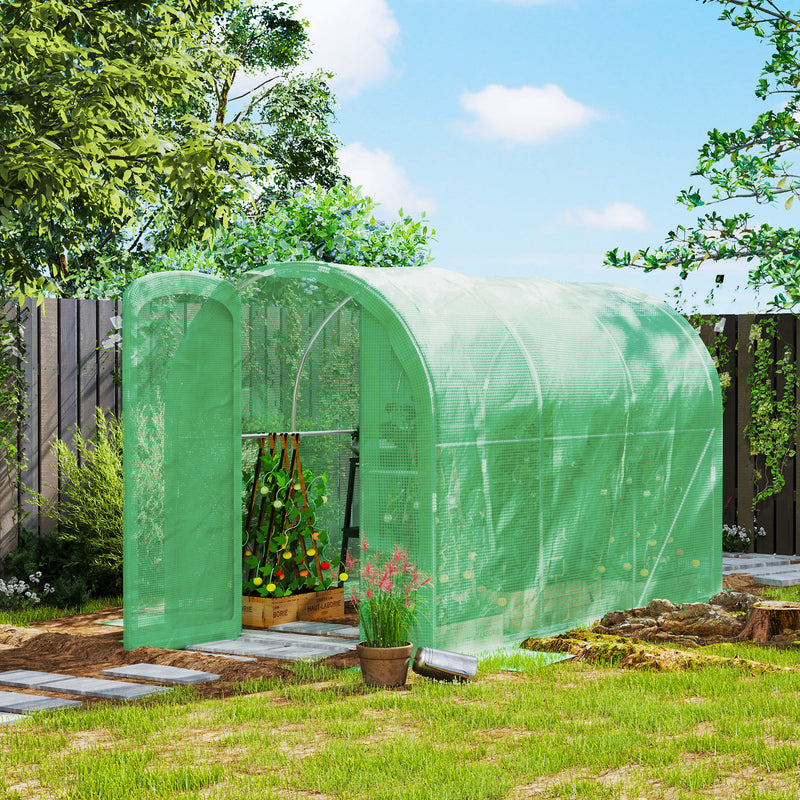 Walk in Polytunnel Greenhouse with Hinged Door and PE Cover 3x2m by Outsunny