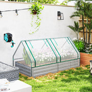 Metal Raised Garden Bed with Cover for Herbs and Vegetables White and Dark Grey by Outsunny