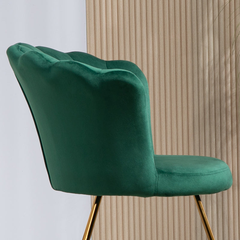 Green Velvet Lotus Petal Accent Chair With Gold Legs by HOMCOM