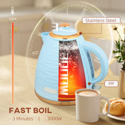 3kW Rapid Boil Electric Kettle With Honeycomb Design Ideal For Quick Brewing, Light Blue
