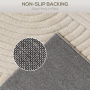 Jacquard Rug with Thick Foam Padding and Non Slip Backing for Busy Homes Cream AOSOM