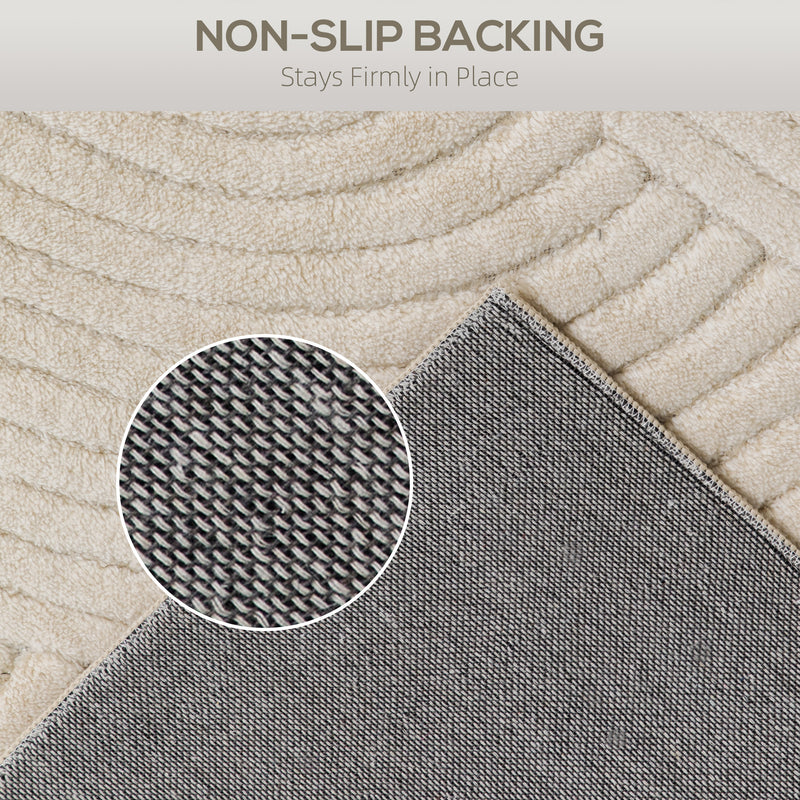 Jacquard Rug with Thick Foam Padding and Non Slip Backing for Busy Homes Cream AOSOM