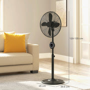 Pedestal Fan with Adjustable Height and Remote for Quiet Home Cooling Black AOSOM