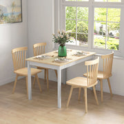 Four Seater Wooden Dining Table with Rustic Farmhouse Style for Kitchen or Dining Room Natural