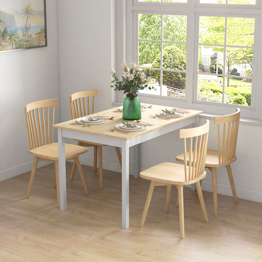 Four Seater Wooden Dining Table with Rustic Farmhouse Style for Kitchen or Dining Room Natural