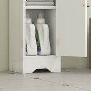Slim Bathroom Storage Cabinet with Toilet Roll Holder and Shelves for Tight Spaces, White