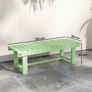 Wooden Backless Garden Bench for Outdoor Seating with Slatted Seat Design Light Green AOSOM