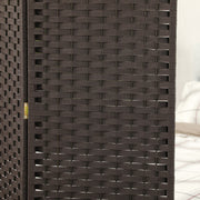 4 Panel Folding Room Divider Freestanding Privacy Screen For Home Or Office, Brown