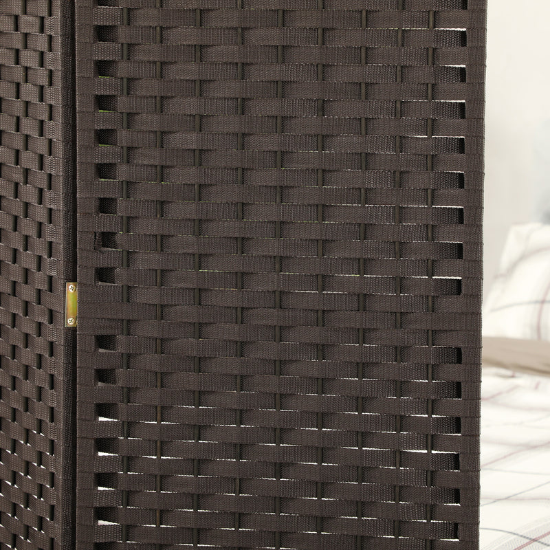 4 Panel Folding Room Divider Freestanding Privacy Screen For Home Or Office, Brown