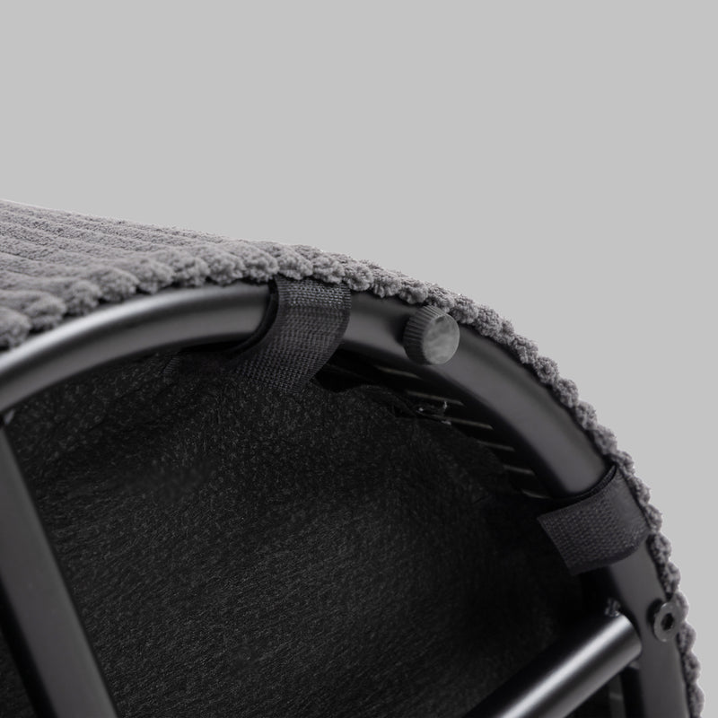 Grey 40cm Round Storage Ottoman Corduroy Footstool with Removable Lid and Legs by HOMCOM