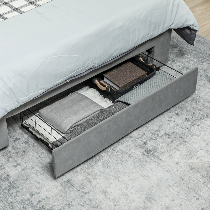 Double Ottoman Bed Frame With Storage Drawer Ideal For Bedrooms Grey