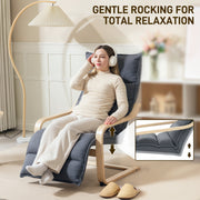 Curved Wooden Accent Chair with Adjustable Footrest Dark Grey by HOMCOM