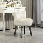 Beige Ice Velvet Dressing Table Stool with Rubber Wood Legs for Bedroom or Living Room by HOMCOM