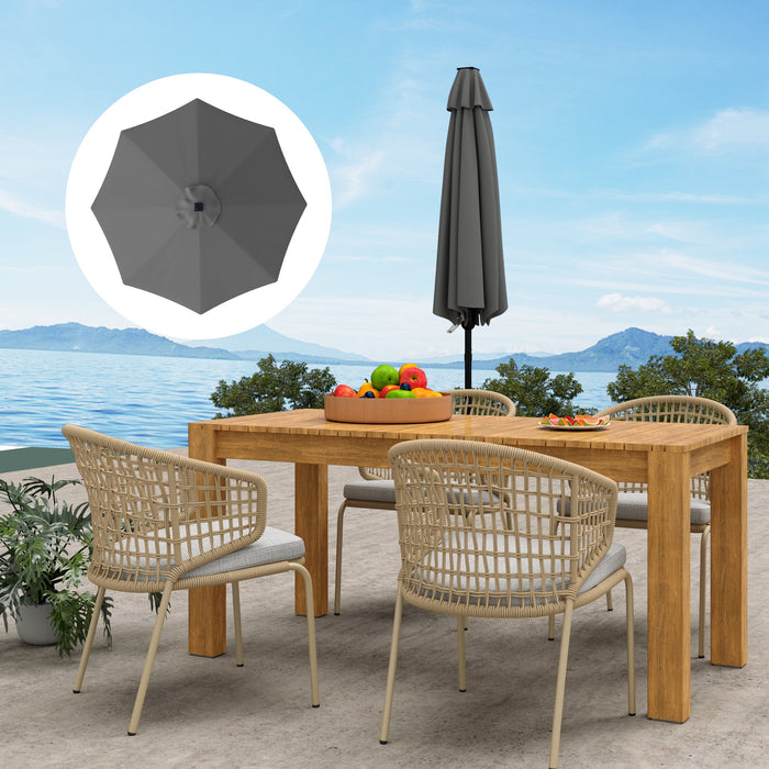 Grey 3m Replacement Parasol Canopy UPF 50 Plus with Top Vent Fits 8 Rib Frames by Outsunny