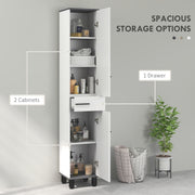 White 190cm Slim Bathroom Storage Floor Cabinet with Shelves by HOMCOM