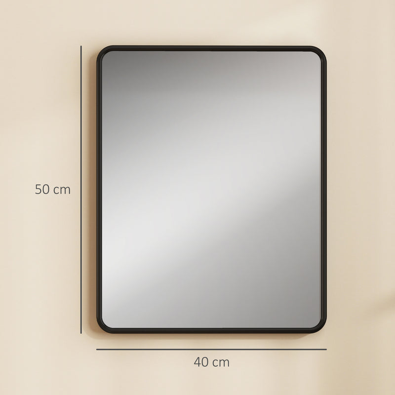 Rectangular Wall Mirror With HD Glass For Hallway Or Bedroom Decoration Black