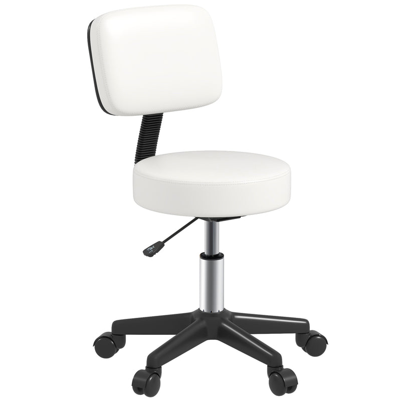 Swivel Salon Chair with Adjustable Height and Cushioned Seat for Hairdressers, White