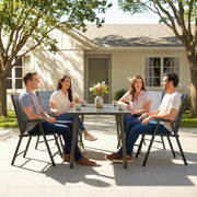 Folding Garden Chairs Set of 4 for Comfortable Outdoor Seating With Breathable Mesh - Supports Up To 120kg Outsunny