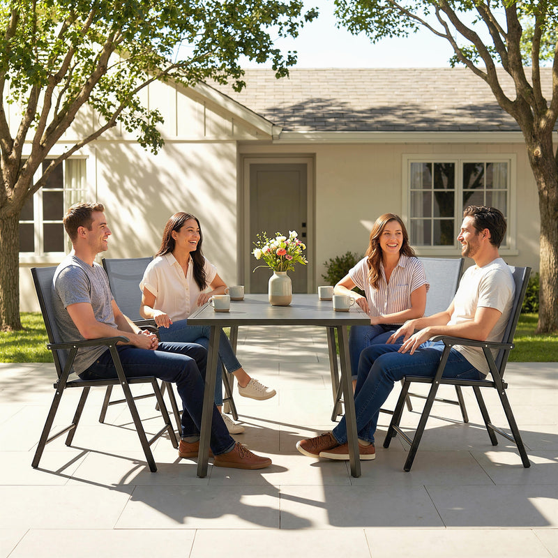 Folding Garden Chairs Set of 4 for Comfortable Outdoor Seating With Breathable Mesh - Supports Up To 120kg Outsunny