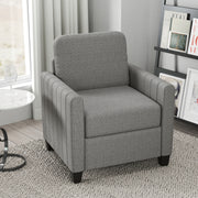 Light Grey Modern Boxy Armchair with Linen Look Upholstery by HOMCOM