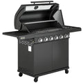 6 Burner Gas BBQ Grill With Side Burner for Easy Outdoor Cooking and Entertaining in the Garden Black Outsunny