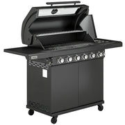 6 Burner Gas BBQ Grill With Side Burner for Easy Outdoor Cooking and Entertaining in the Garden Black Outsunny