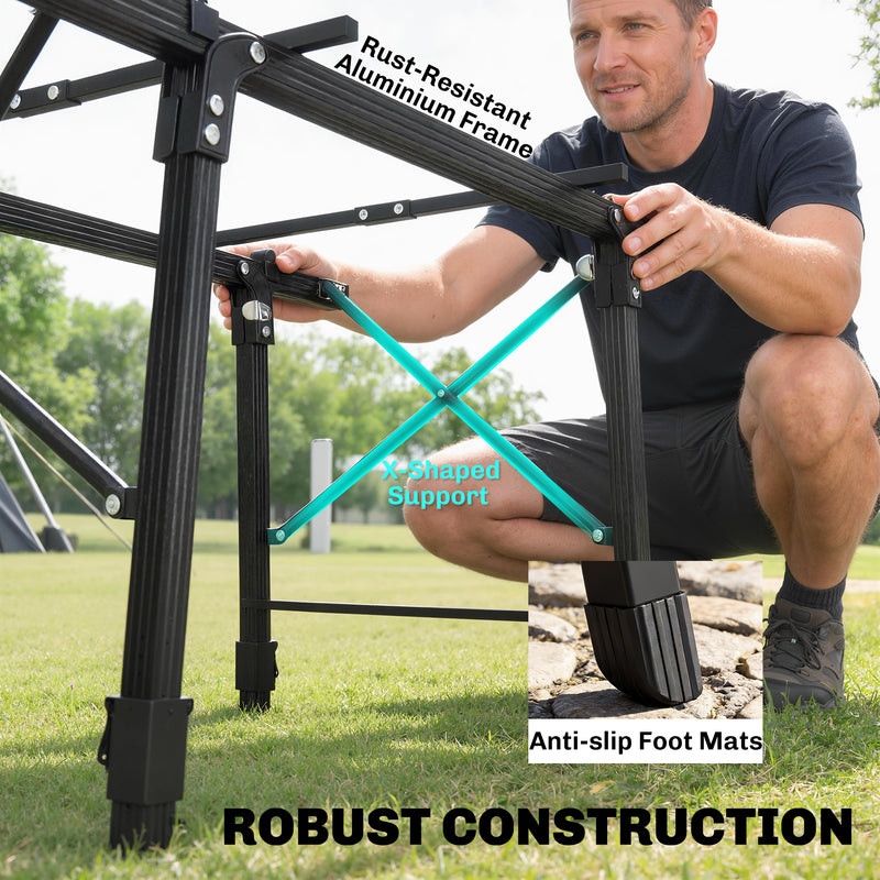 Foldable Outdoor Table with Storage Basket for Picnics and Camping Black