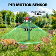 Solar Animal Repeller for Gardens with Ultrasonic Motion Sensor and Weatherproof Design Green Outsunny