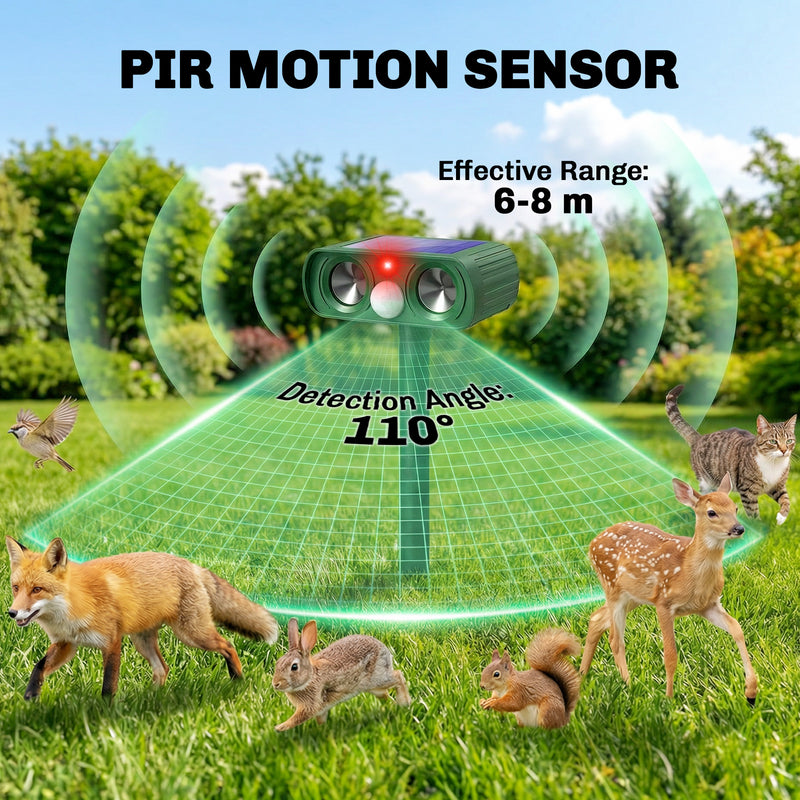 Solar Animal Repeller for Gardens with Ultrasonic Motion Sensor and Weatherproof Design Green Outsunny
