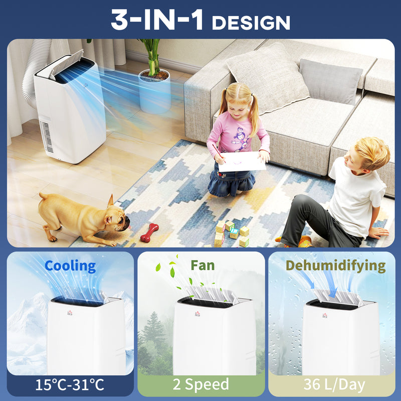 14000 BTU Portable Air Conditioner With LED Display For Home Or Office Use White