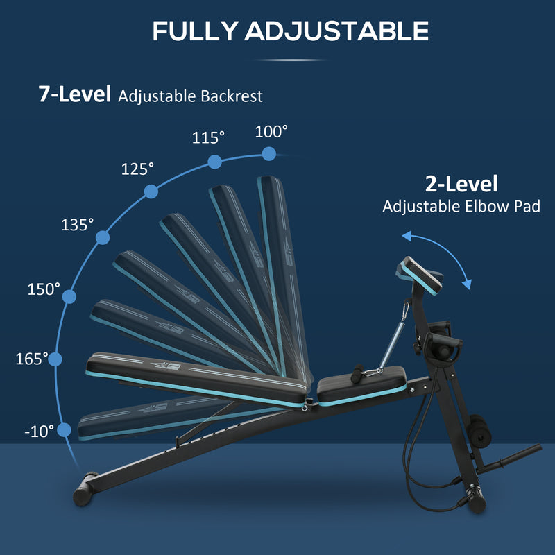 Foldable Adjustable Weight Bench for Strength Training and Sit Ups in Blue by HOMCOM AOSOM