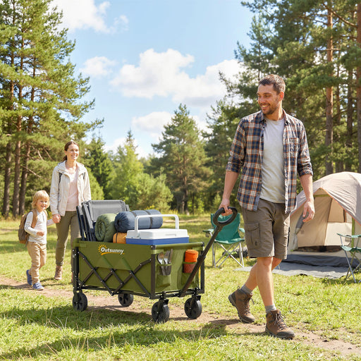 Folding Festival Trolley for Easy Transport of Camping or Garden Gear Black Outsunny