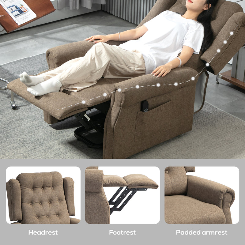Dark Brown 45 Degree Electric Riser and Recliner Chair for Comfortable Seating by HOMCOM