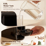 Coffee Machine for Quick Espresso and Capsule Brewing with Easy Controls Black AOSOM