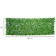 Green 3 x 1m Artificial Leaf Wall Garden Privacy Screen by Outsunny