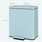 Double Indoor Kitchen Recycling Pedal Bin With Soft Close Lid Removable Buckets 40L by HOMCOM
