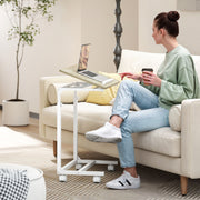 Height Adjustable C Shaped Overbed Table With Tilting Top For Sofa Or Bedroom Use