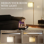 LED Floor Lamp with Remote Control for Living Room Ambient Light Gold Tone AOSOM