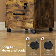 Three Drawer Wood Effect Filing Cabinet With Spacious Storage For Home Office, Rustic Brown