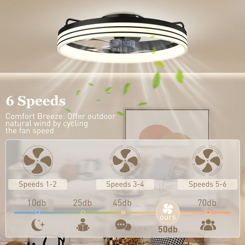 Smart Ceiling Fan with Adjustable Lighting and App Control for Year Round Comfort Black AOSOM