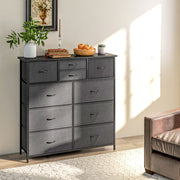 10 Drawer Fabric Chest of Drawers with Steel Frame for Bedroom Storage Black