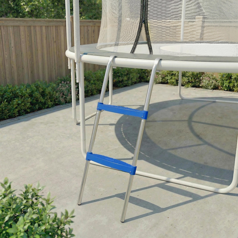 Trampoline Ladder with Wide Non Slip Steps for Safe Garden Access Blue AOSOM