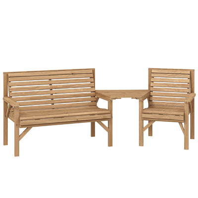 Wooden Garden Furniture Set with Bench Chair and Table for Flexible Outdoor Seating Outsunny
