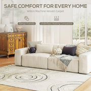 Machine Washable Swirl Pattern Area Rug for Living Room or Bedroom 230 x 160 cm, Cream White