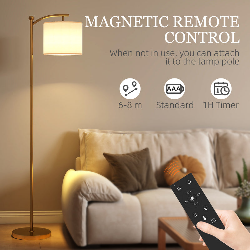 LED Floor Lamp with Remote Control for Living Room Ambient Light Gold Tone AOSOM