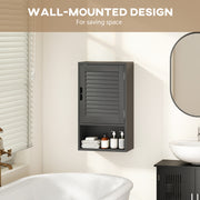 Wall Mounted Bathroom Cabinet With Adjustable Shelves Ideal For Compact Spaces Black AOSOM