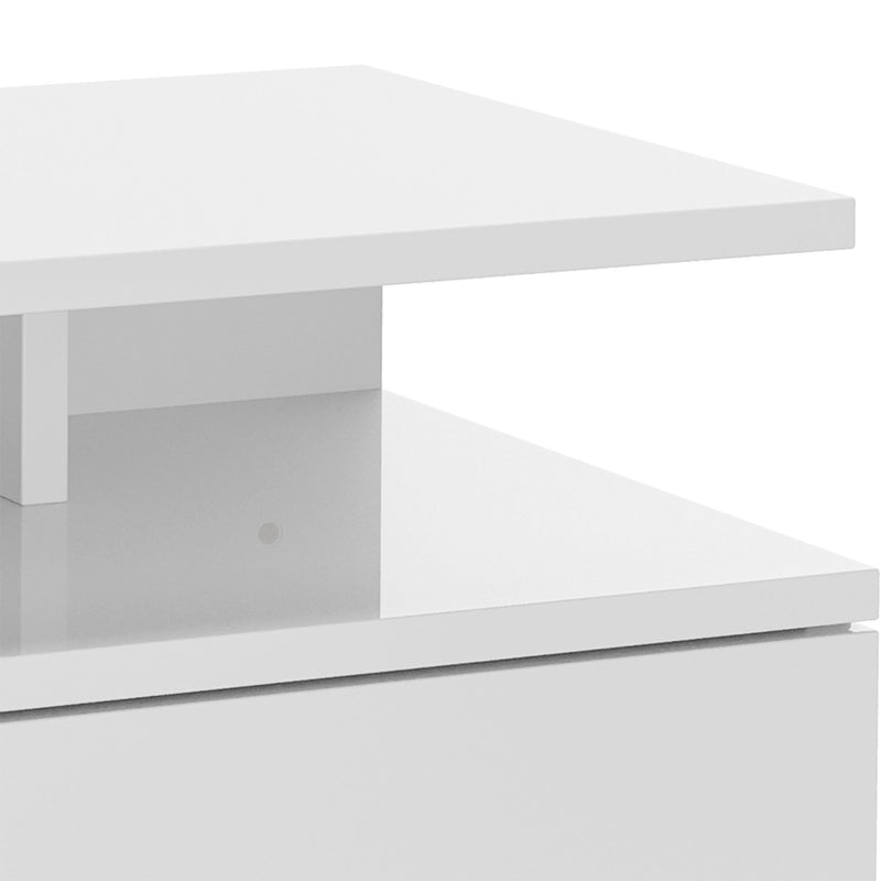 Set of Two White Floating Bedside Tables with High Gloss Finish by HOMCOM