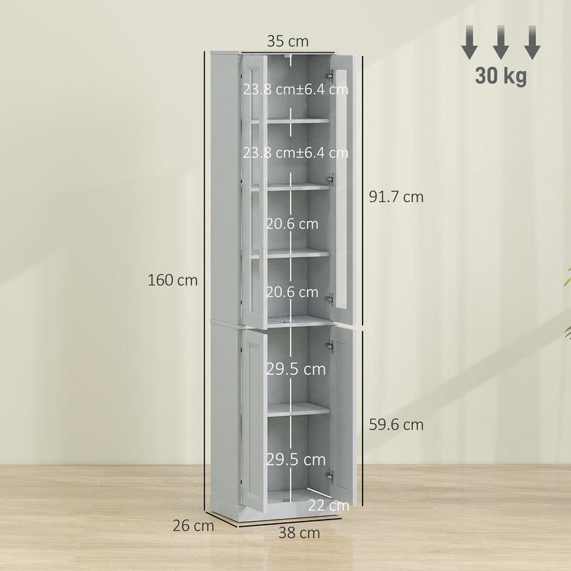 Slim Bathroom Floor Cabinet with Adjustable Shelves for Small Spaces Dusty Blue