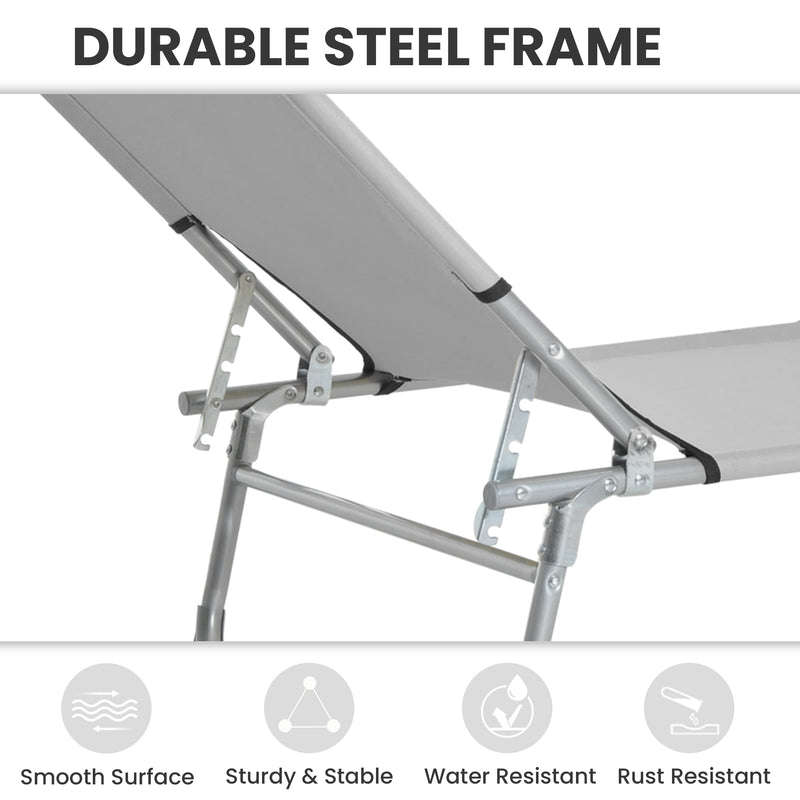 Folding Camping Bed with Adjustable Backrest for Outdoor Relaxation Grey Outsunny