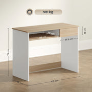 Compact Oak Computer Desk with Keyboard Tray and Drawer for Home Office by HOMCOM